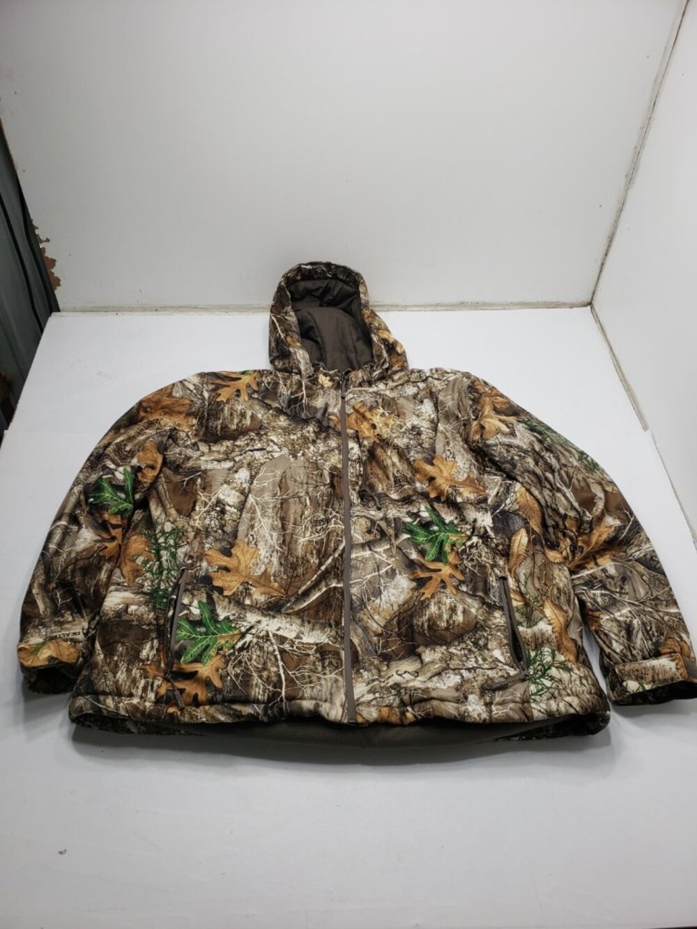 Realtree Edge 2200 Camo Insulated Hunting Jacket Mens 2XL Hooded Full Zip